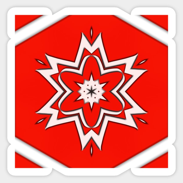 Bright Red Kaleidoscope Pattern (Seamless) 3 Sticker by Swabcraft